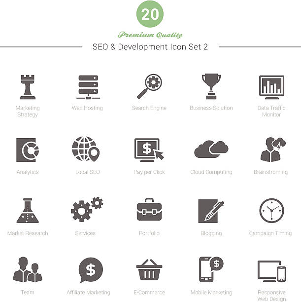 Set of SEO and Development icons Set 2 Set of SEO and Development icons Set 2 Vector Illustration computer computer icon friendship sign stock illustrations