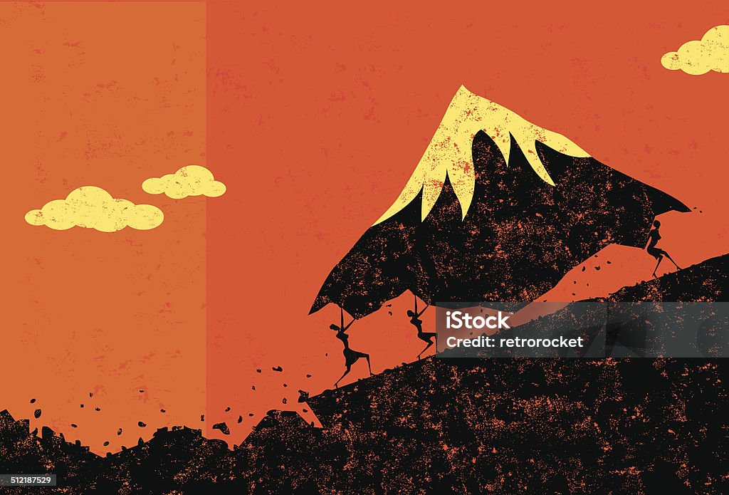 Moving las montañas - arte vectorial de Venciendo la adversidad libre de derechos