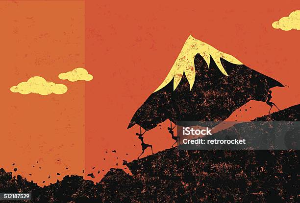 Ilustración de Moving Las Montañas y más Vectores Libres de Derechos de Venciendo la adversidad - Venciendo la adversidad, Montaña, Movimiento