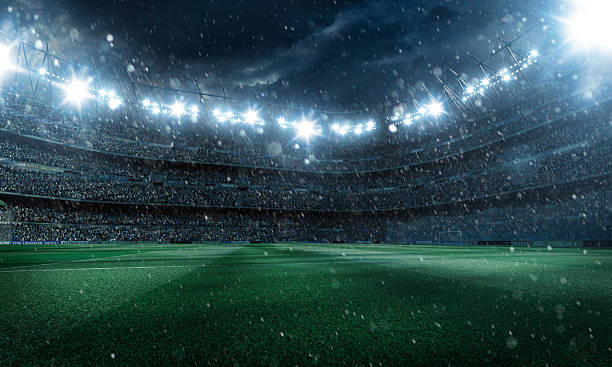 istock Dramatic football stadium with rain 512187531