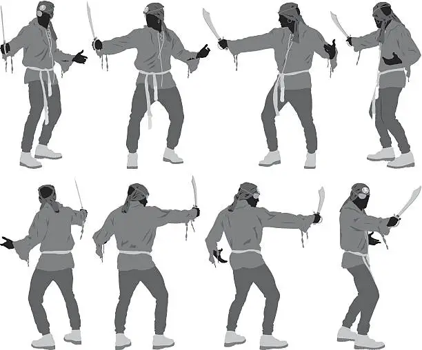 Vector illustration of Pirate in different poses