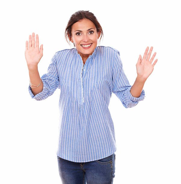 istock Surprised young woman smiling at you 512187899