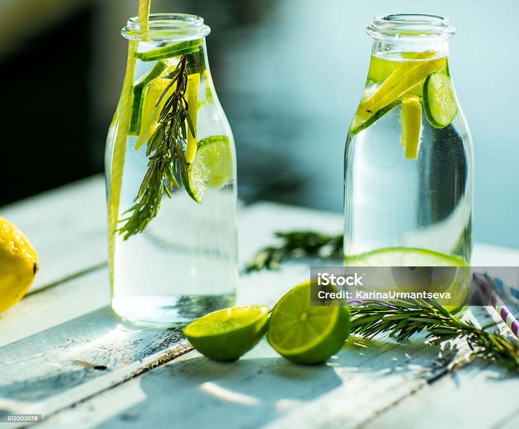 Home made healthy vitamin-fortified water Drinking Stock Photo