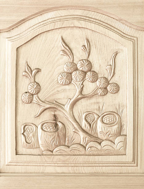 istock carved of tree pattern on wooden door background 512205658