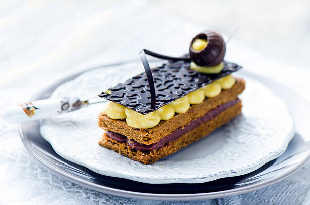 Millefeuille, french pastry stock photo