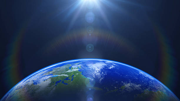 썬라이즈 공간 - satellite view earth globe sunrise 뉴스 사진 이미지