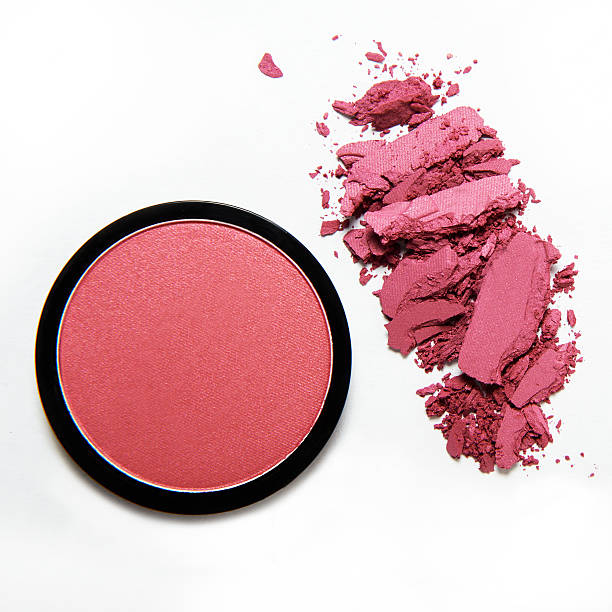 istock pink blush and crumbled eyeshadow on white background 512209058