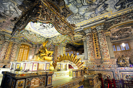 The Tomb, was built from 1920 to 1931, of Khai Dinh is located in Chau Chu mountain near Hue in Vietnam
