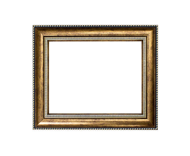 istock Golden wood frame isolated on white background 512211821