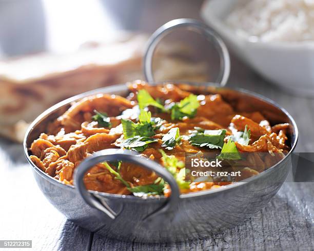 Indian Chicken Tikka Masala In Balti Dish Stock Photo - Download Image Now - Balti Dish, Basmati Rice, Bright