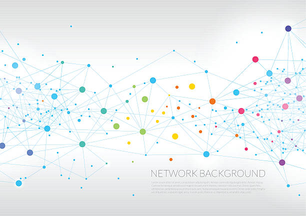 ilustraciones, imágenes clip art, dibujos animados e iconos de stock de fondo abstracto de red - connection node computer network communication
