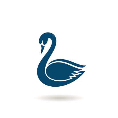 Blue swan icon, logo or symbol.