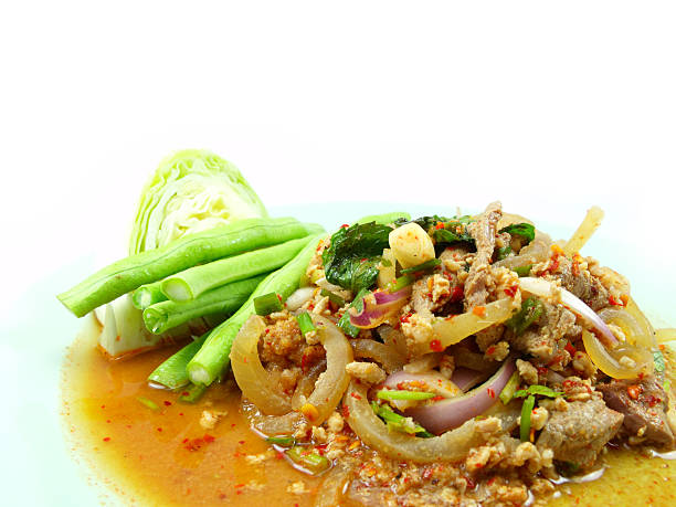 istock thai spicy minced meat salad on white background 512214075