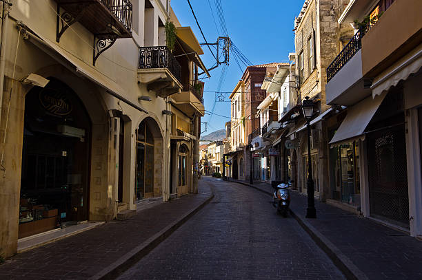 istock Street with shops at old medieval city Rethymno, Crete 512214949