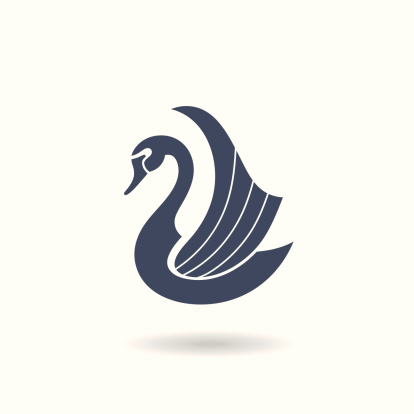 Art deco inspired swan icon, logo or symbol.