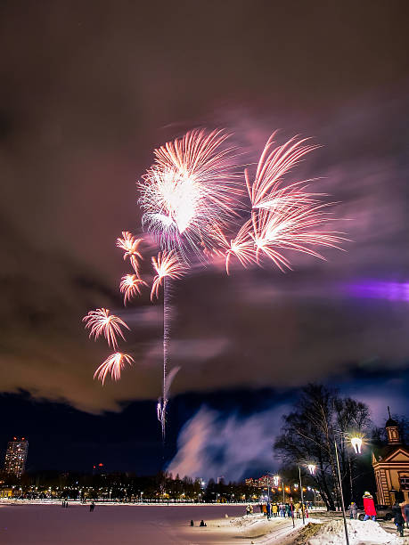 istock Amazing fireworks over Moscow winter night 512217326