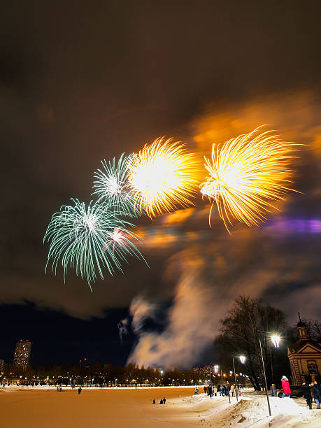 istock Amazing fireworks over Moscow winter night 512217698