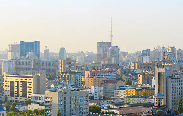 istock Kiev cityscape at sunset, Ukraine 512217796