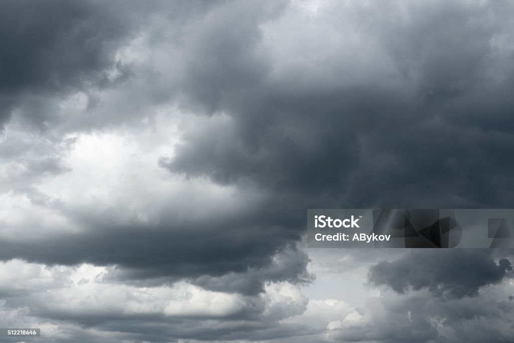 Storm sky, rain. Thunderclouds over horizon, dark, gray. Sky Stock Photo