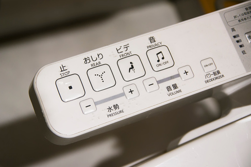 Control panel for a Japanese washlet or bidet, which um, 