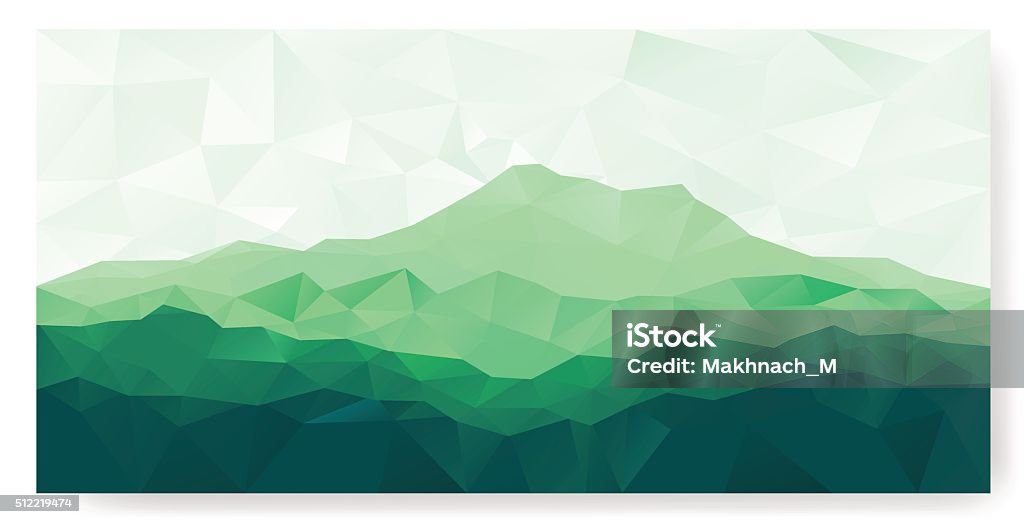 Triangle background with green mountain Triangle low poly polygonal background with green mountain range . Vector panorama. Mountain stock vector