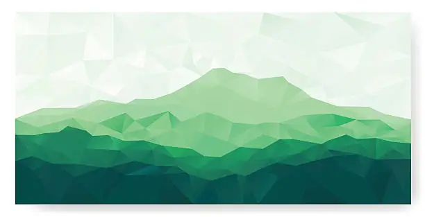 Vector illustration of Triangle background with green mountain