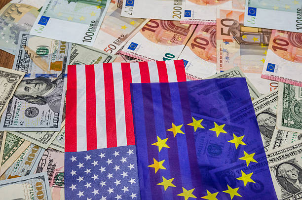 istock flag europe and dollar with banknotes 512220158