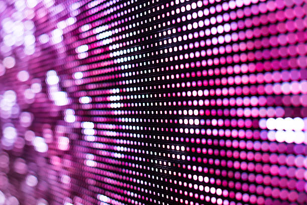istock Bright pink LED smd screen with stars 512221704
