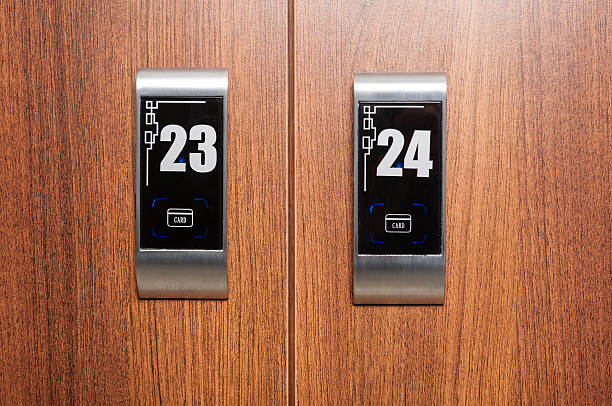 istock Close-up of electronic card locker on the wardrobe 512222190