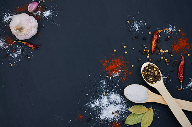 istock Salt and pepper on wooden spoons 512223470