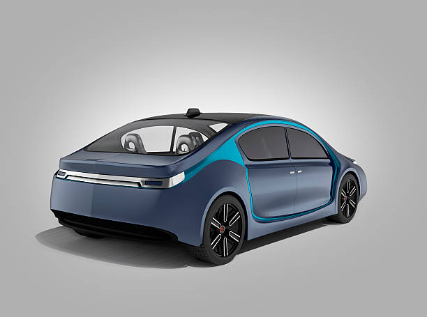 istock Rear view of autonomous car isolated on gray background. 512224572