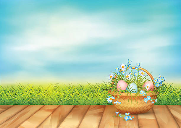 Vector Easter Basket Stock Illustration - Download Image Now - Easter Basket,  Grass, Abstract - iStock