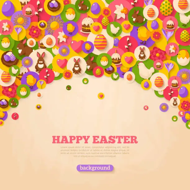 Vector illustration of Easter Background with Flat Icons Arc