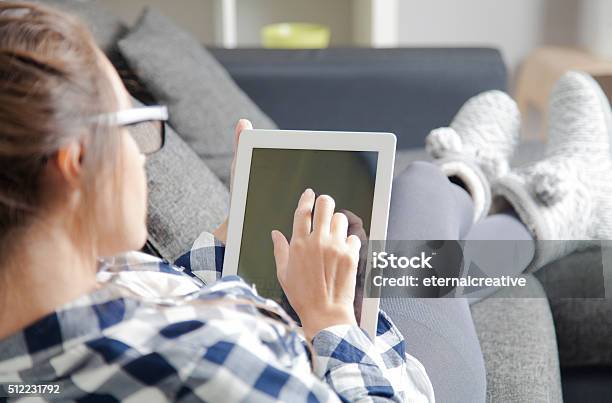 Using Tablet Stock Photo - Download Image Now - Digital Tablet, Domestic Life, Home Interior