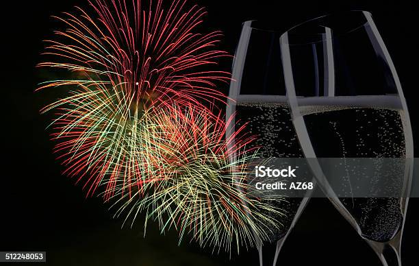 Fireworks With Champagne Stock Photo - Download Image Now - 2015, 2016, 2017