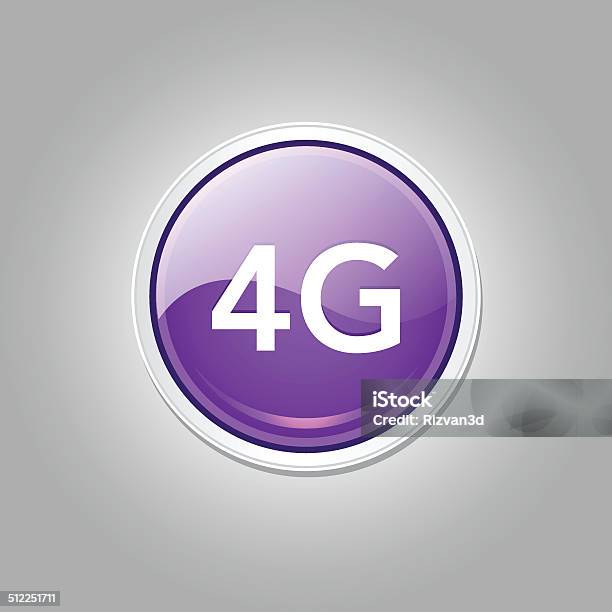 4g Sign Circular Purple Vector Button Icon Stock Illustration - Download Image Now - 4G, At The Edge Of, Circle