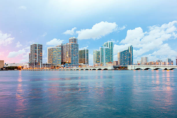 istock Miami city skyline panorama at dusk 512252709