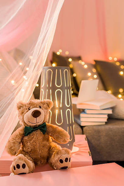 istock Teddy bear in girl's room 512272326