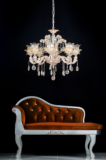 Studio shot of classic chandelier on the black background.