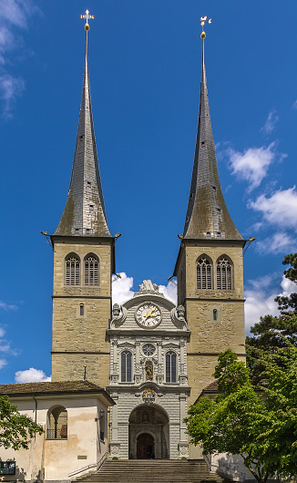 The Church of St. Leodegar is the most important church and a landmark in the city of Lucerne, Switzerland. It was built in parts from 1633 to 1639 on the foundation of the Roman basilica