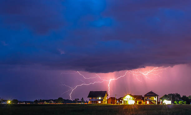 istock Thunderstorm with rain and lightning bolts 512274068
