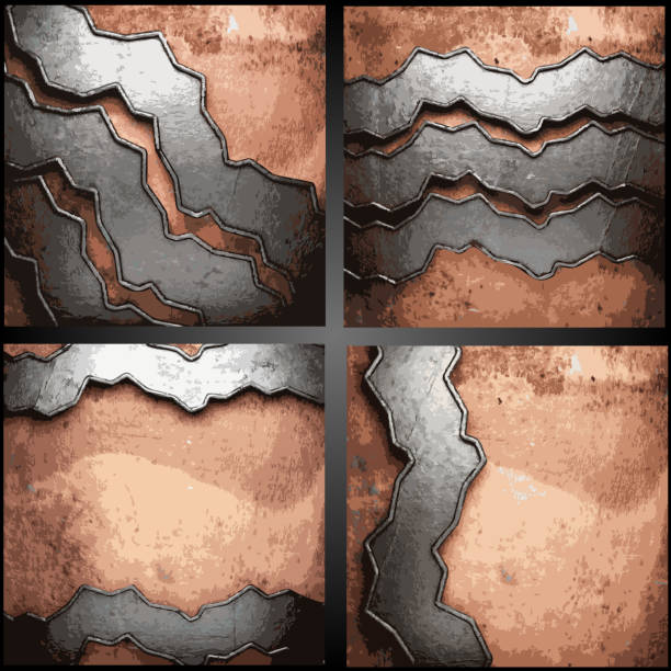 вектор металлический фон набор - backgrounds dirty metal industry stock illustrations