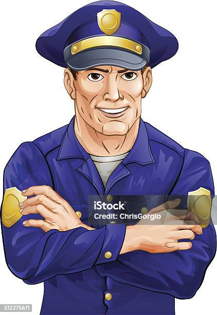 Happy Policeman Stock Illustration - Download Image Now - Adult, Adults Only, Assistance