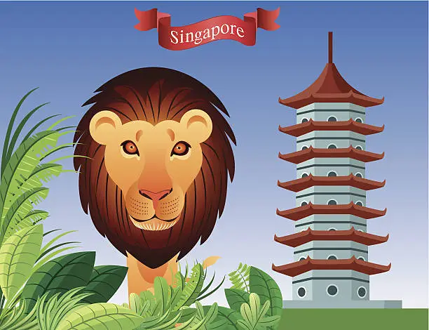 Vector illustration of Singapure Lion