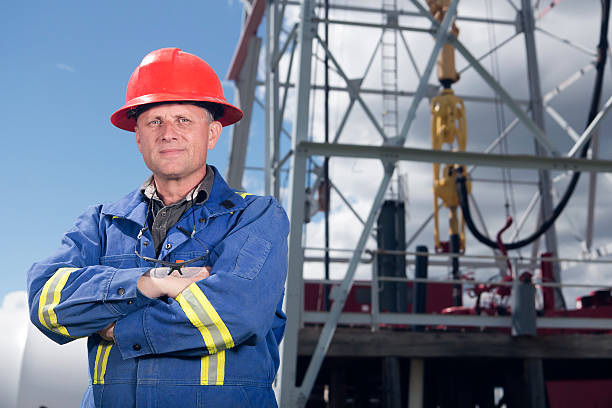 Roughneck at a Rig stock photo