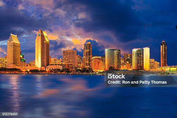 San Diego Skyline California Stock Photo - Download Image Now - San Diego, Night, Urban Skyline