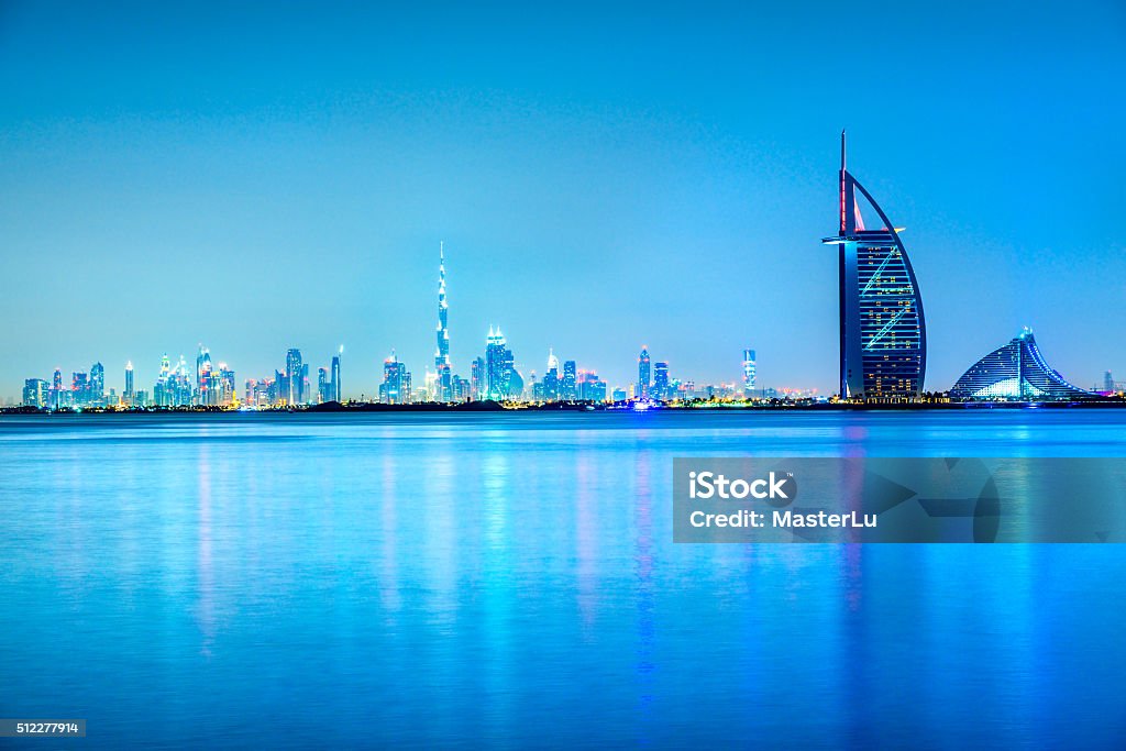 Burj Al Arab Hotel with Dubai Skyline, Dubai Dubai Stock Photo