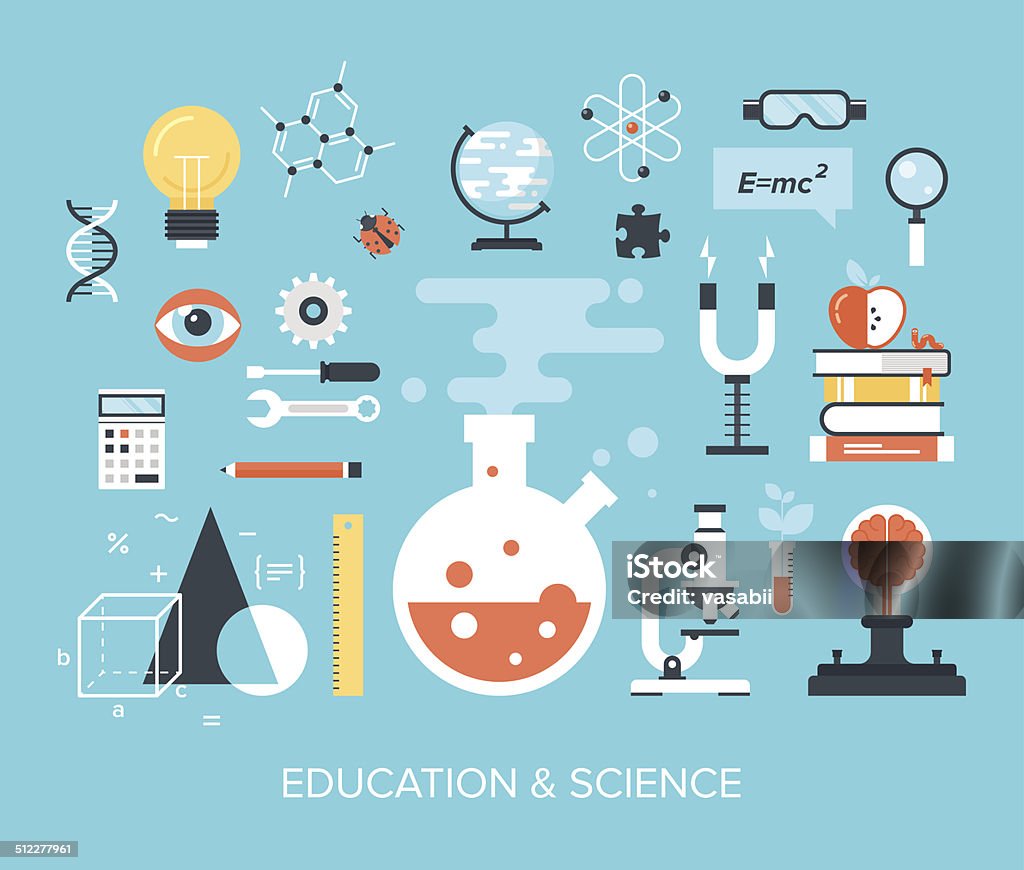 Education and Science Abstract flat vector illustration of science and technology concepts. Design elements for mobile and web applications. Science stock vector