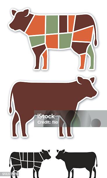 Cow Beef Cuts Stock Illustration - Download Image Now - Cow, In Silhouette, Beef