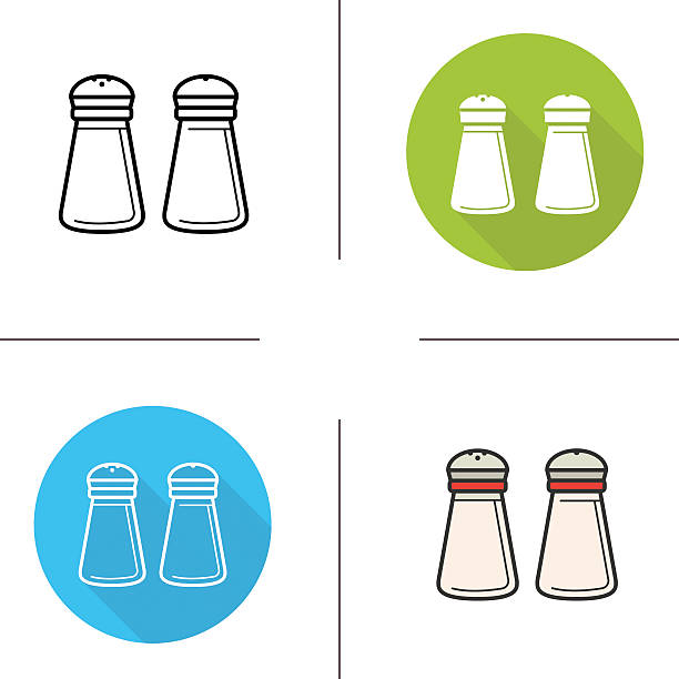 소금과 단고추 셰이커 전용 아이콘 - salt shaker salt pepper shaker pepper stock illustrations